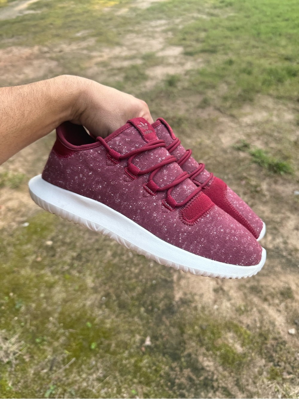 ADIDAS ORIGINAL TUBULAR SHADOW BY3571 COLLEGIATE BURGUNDY WHITE MEN SIZE 10 USED